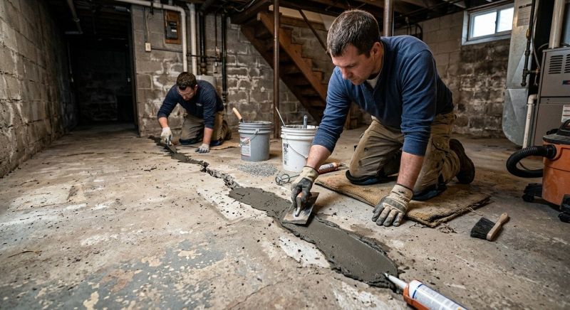 Cracked Basement Floor Repair in Haymarket, VA